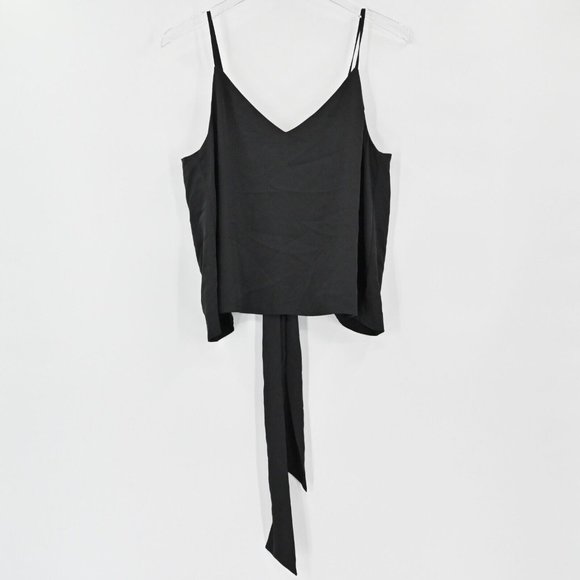 New BAR III Black Satin V Neck Camisole Reversible Bow Tie Top Womens Sz Medium - Picture 2 of 11